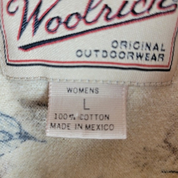 Vintage Woolrich 100% Cotton Button Down Shirt Flannel Size Large Leaves Neutral - Picture 7 of 8